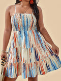 Embrace sunny days in this playful plus size boho cami dress, featuring a lively brush print and flirty ruffle hem. Lightweight and breezy, it’s perfect for beach strolls or casual summer fun, adding effortless style and comfort to your warm-weather wardrobe.