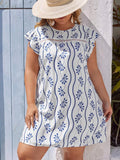 Embrace sunny days with this playful plus size boho beach dress, featuring a charming blue and white floral pattern. The delicate lace hem adds a flirty touch, perfect for effortless summer style. Lightweight and breezy, it’s your go-to for beach strolls or casual outings where comfort meets fun flair.