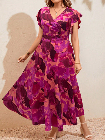 Embrace your summer vibes in this playful plus size boho dress! The flirty ruffle sleeves add a touch of whimsy while the flattering V-neck keeps things breezy. Adorned with cheerful florals, this casual stunner is perfect for everything from backyard barbecues to beachside strolls. Twirl into summer fun!