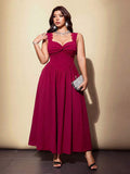 Elevate your occasion wardrobe with this plus size burgundy knit dress, designed to combine a flattering fit with elegant feminine details. Featuring a twisted neckline, delicate lace straps, and a rich burgundy hue, this dress creates a polished silhouette with a touch of romantic charm. The soft knit fabric offers comfortable stretch and an easy fit, making it suitable for parties, date nights, dinners, weddings, birthday celebrations, and other special occasions.