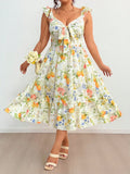Embrace sunny days in this playful plus size maxi dress, adorned with a vibrant fruit print perfect for spring and summer getaways. Its flowing silhouette offers comfort and style, making it your go-to choice for casual outings or beachside strolls. Light, breezy, and full of fun—this dress brings a splash of fruity charm to your vacation wardrobe.