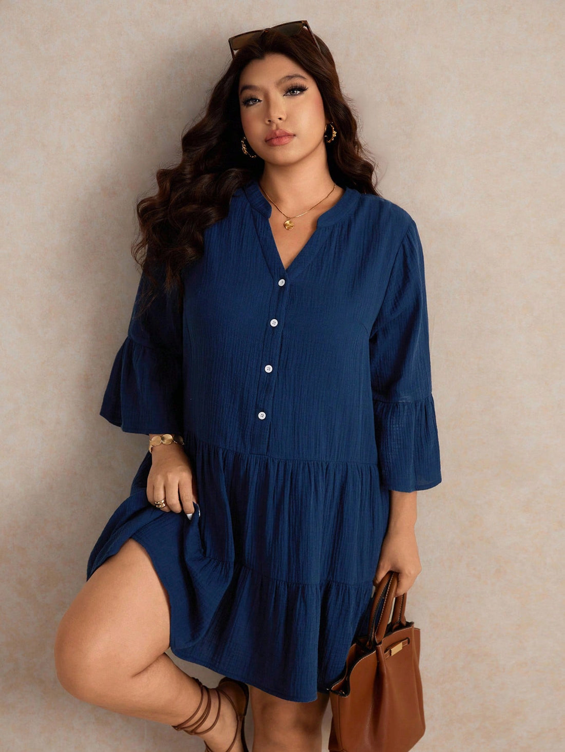 Embrace effortless charm with this Plus Size Casual Multi-Layer Ruffle Babydoll Dress in a dreamy slate blue. Its playful ruffles cascade in layers, adding flirty volume perfect for romantic getaways. Designed to flatter your curves while keeping you comfy, this dress makes every moment feel like a sweet escape. Ideal for wandering seaside streets or sipping cocktails at sunset, it’s your new go-to for vacation vibes with a touch of whimsy.