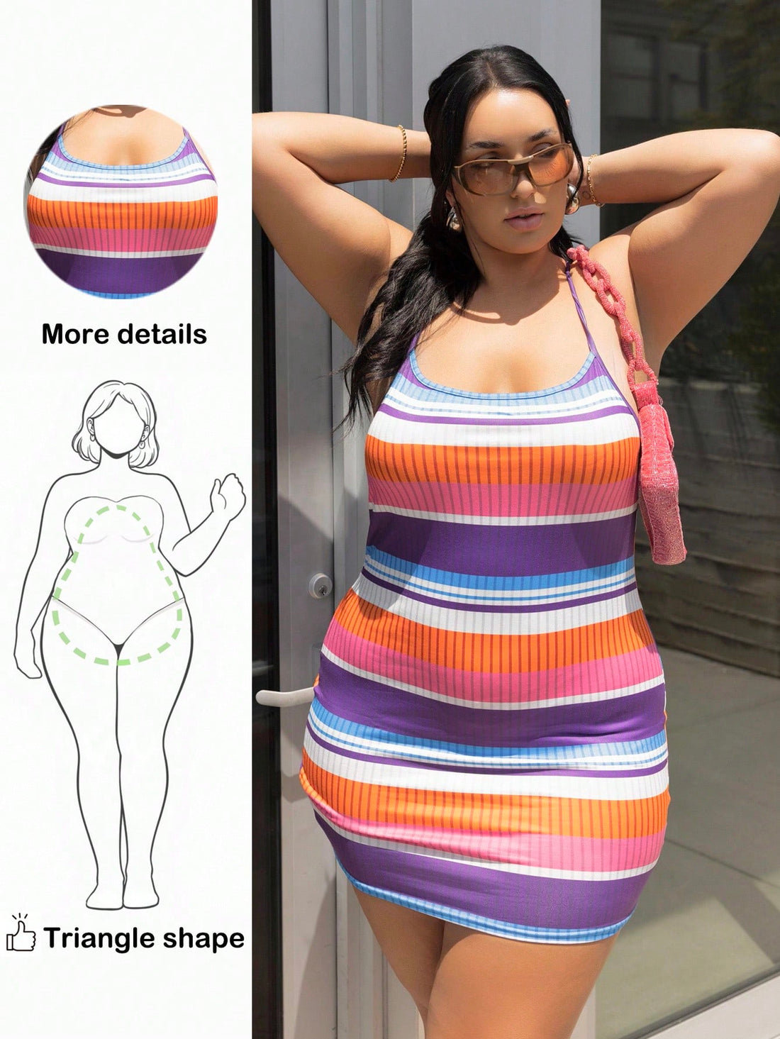 Slip into effortless summer style with this vibrant striped mini dress designed to celebrate your curves. The adjustable sling straps offer a flattering fit that works beautifully for pear-shaped figures, while the colorful print brings personality to any warm-weather occasion. Perfect for casual outings, beach days, or laid-back gatherings, this plus-size piece combines comfort with confidence. The lightweight fabric keeps you cool, and the playful striped pattern ensures you'll turn heads wherever you go.