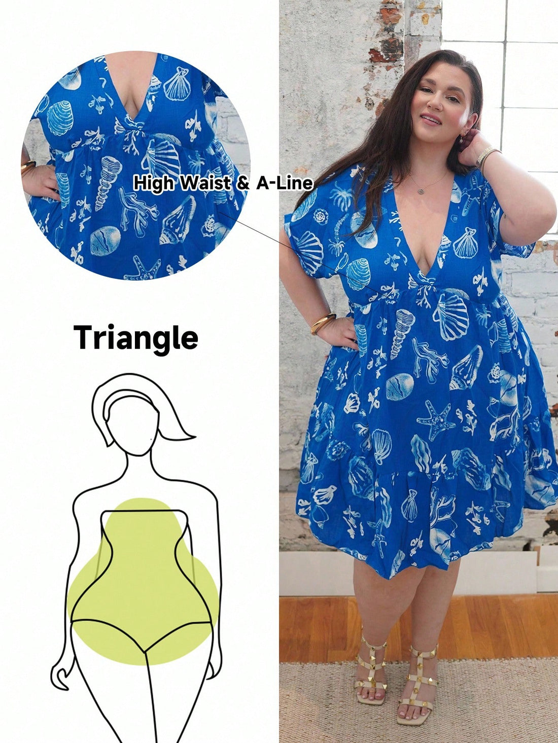 Dive into vacation mode with this breezy ocean-themed flare dress, designed to celebrate your curves with confidence. The deep V-neckline draws the eye upward while the flowing flare skirt skims your silhouette beautifully—perfect for pear and triangle body shapes. Featuring playful ocean-inspired prints and lightweight fabric, it's your go-to piece for casual spring and summer getaways. Whether you're strolling beachside or exploring a new destination, this plus-size stunner keeps you cool, comfortable, an