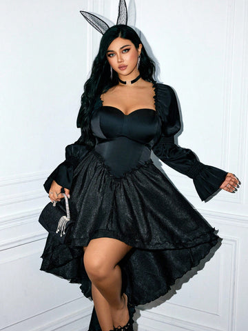 Plus Size Elegant Asymmetric Hem Patchwork Dress for a Sexy Chic Look –  Canary Houze