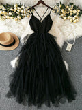 This plus size dusty blue cami dress brings playful elegance with its crisscross straps and tiered tulle skirt. Perfect for romantic summer dates, it flatters your silhouette while adding flirty movement to every step. Embrace effortless charm and stay cool in this dreamy, whimsical dress made for making memories.