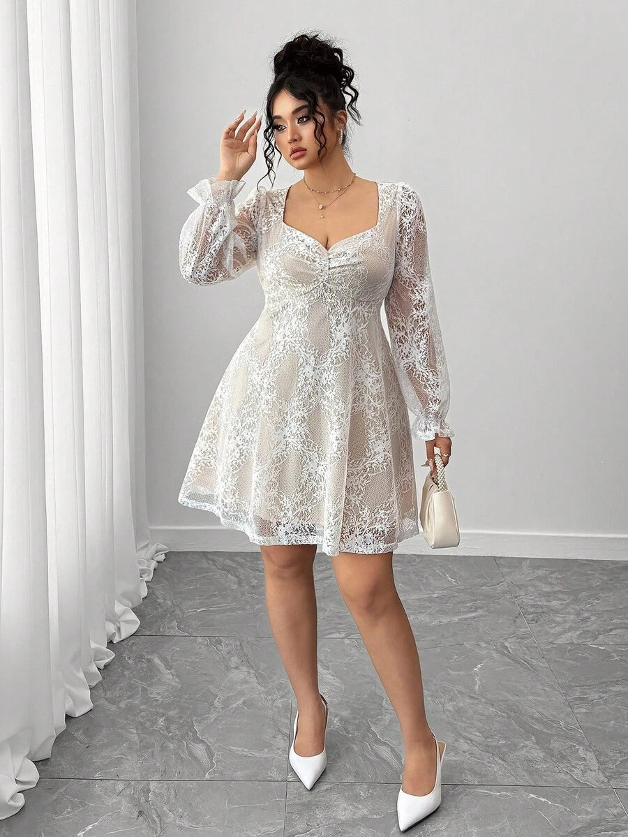 Step into the spotlight with this Plus Size Elegant Lace Maxi Dress, inspired by timeless French goddess charm. Its delicate lace and flowing silhouette make it perfect for any occasion—from romantic evenings to festive soirées. Embrace your curves with a dress designed to celebrate your beauty with a playful nod to retro elegance. Feel fabulous, confident, and ready to turn heads wherever you go!