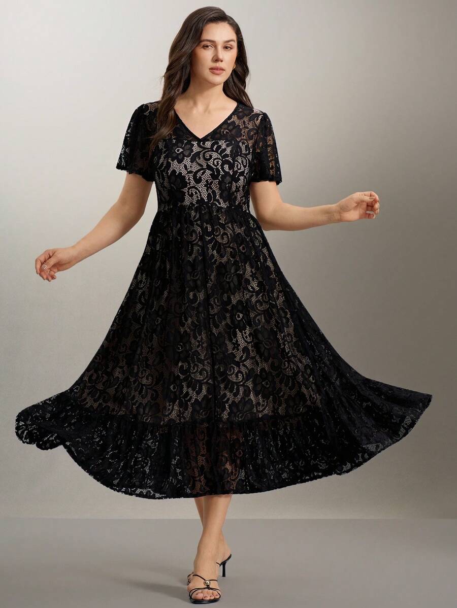 Step out in style and comfort with this Plus Size Elegant Lace Maxi Dress, your new summer must-have! Crafted with delicate lace and designed to flatter your curves, this dress effortlessly blends sophistication with breezy ease. Perfect for sunny days or evening events, it brings a playful touch to any occasion while keeping you cool and confident. Embrace the season’s charm in a dress that celebrates you!
