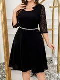 Shine bright like a disco ball in this stunning plus-size party dress! Featuring eye-catching metallic silver patchwork that catches the light from every angle, this dress is your ticket to turning heads at any celebration. The elegant silhouette flatters your curves while the shimmering fabric adds that perfect touch of glamour and fun. Whether you're dancing the night away or making a grand entrance, this showstopper delivers confidence and style in one fabulous package. Get ready to sparkle!
