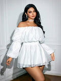 Elevate your wardrobe with this playful plus size off-shoulder blouse featuring long sleeves for a chic, breezy look. Perfectly balancing elegance and comfort, it effortlessly transitions from professional meetings to casual outings. The versatile design lets you play with jewelry and layers, making every outfit uniquely yours. Get ready to turn heads with a style that’s as fun as it is flattering!