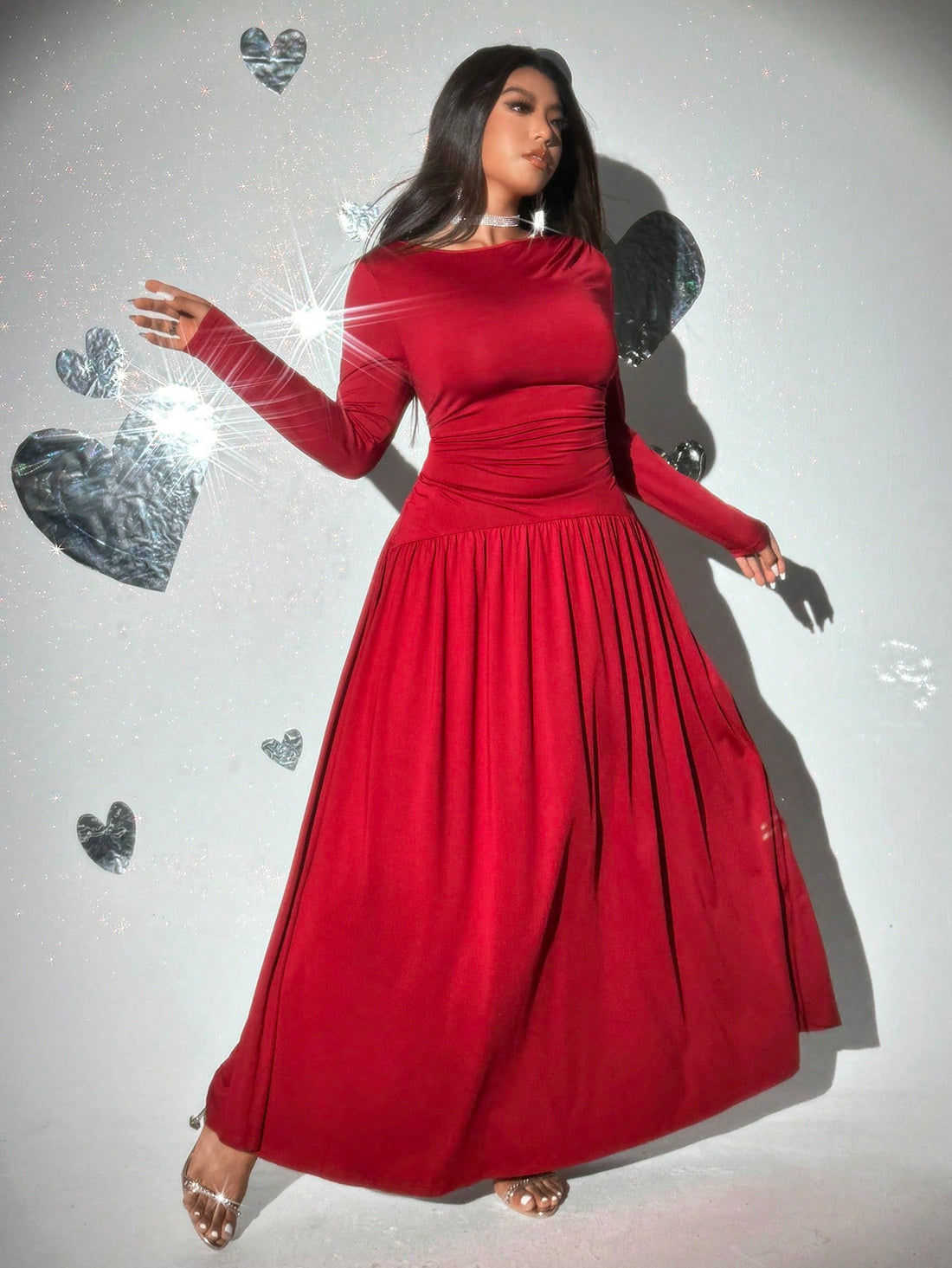 Step into festive charm with this Plus Size Elegant Pleated Dress, designed to flatter every curve. Featuring a solid color, round neck, and long sleeves, it’s perfect for cozy Christmas gatherings or romantic Valentine’s Day dates. The graceful pleats add a touch of sophistication while keeping comfort front and center. Celebrate in style and feel fabulous all season long!