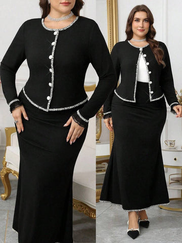 Elevate your seasonal wardrobe with this fabulous two-piece set that's all about effortless elegance! The ribbed knit top hugs you in all the right ways with its refined texture, while the fitted mermaid hem skirt adds a flirty, feminine flair that turns heads. Perfect for spring strolls or autumn adventures, this set celebrates curves with confidence and style. Mix, match, or wear together—either way, you'll feel absolutely stunning!