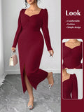 Make a statement in this plus-size dress that's equal parts sophisticated and fun! The split puff sleeves add a flirty, fashion-forward touch while the elegant silhouette flatters your curves beautifully. Perfect for date nights, special occasions, or whenever you want to feel absolutely fabulous. Slip into confidence and turn heads wherever you go!