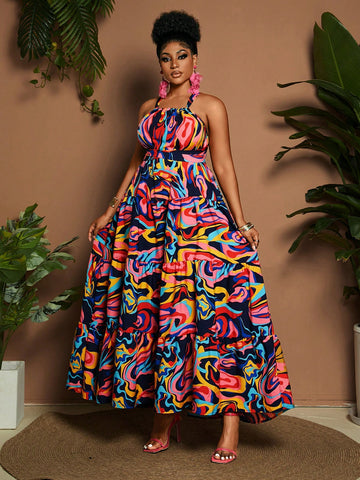 Twirl into the spotlight with our Plus Size Floral Print A-Line Dress! Those dainty spaghetti straps hold up a world of fun while the flowy A-line silhouette dances with your every move. Blooming with vibrant florals, this dress doesn't just attend holiday celebrations—it becomes one! Perfect for turning heads and collecting compliments at your next festive gathering.