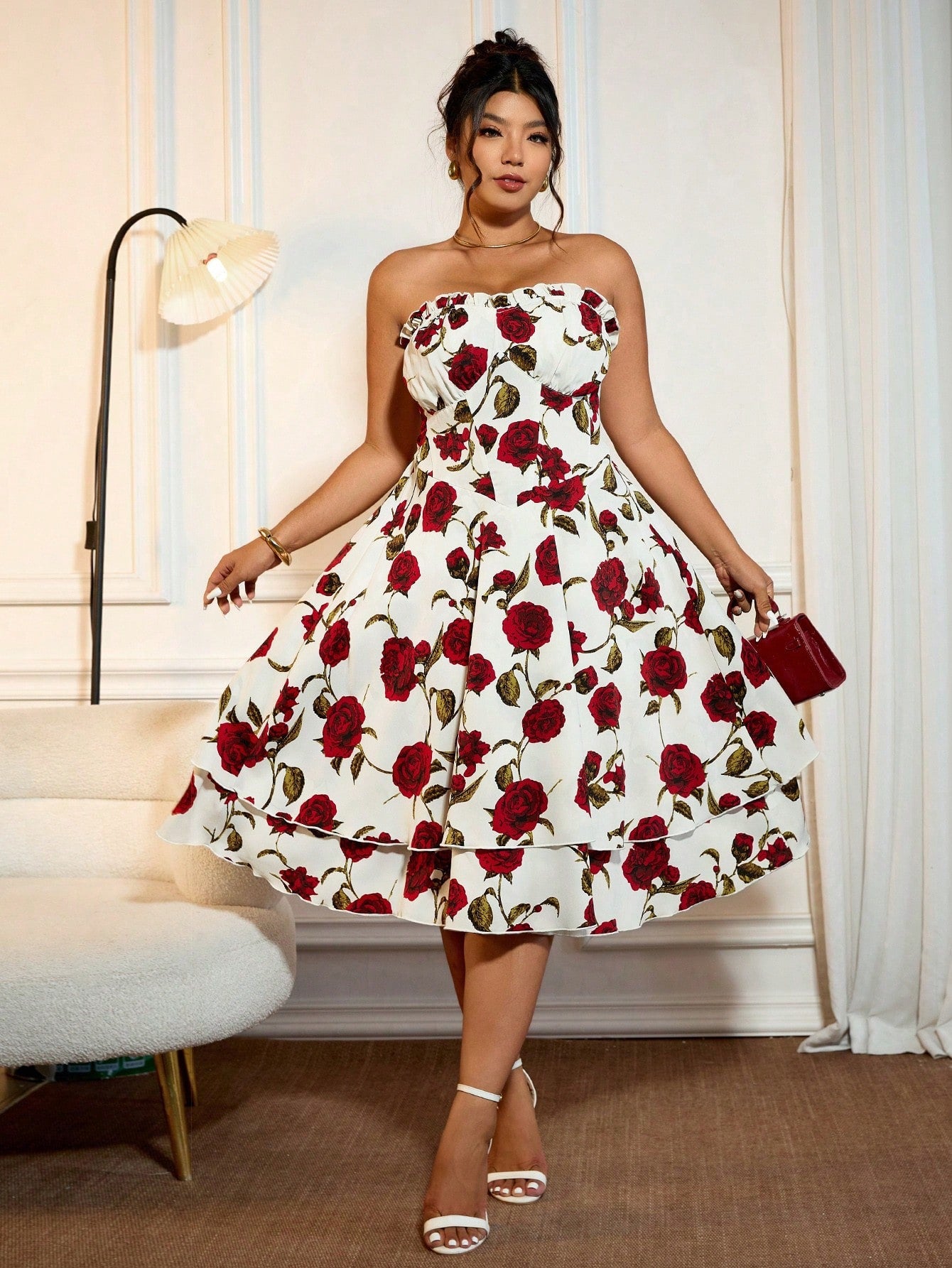 Step into charm with this Plus Size Floral Print Midi Cami Dress, designed to make your romantic nights even more unforgettable. The elegant empire waist gently hugs your curves, while the delicate floral print adds a touch of springtime magic. Its midi length and slim straps create a flirty silhouette that's perfect for dancing under the stars or sharing sweet moments. Embrace effortless romance and feel fabulous wherever your night takes you.
