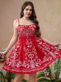 Embrace sunny days with this playful plus size floral mini dress featuring adjustable tie-up spaghetti straps and a flattering A-line silhouette. Light and breezy, it’s perfect for effortless summer style that moves with you. Whether you're strolling the park or heading out for brunch, this dress adds a fun, flirty touch to your warm-weather wardrobe.