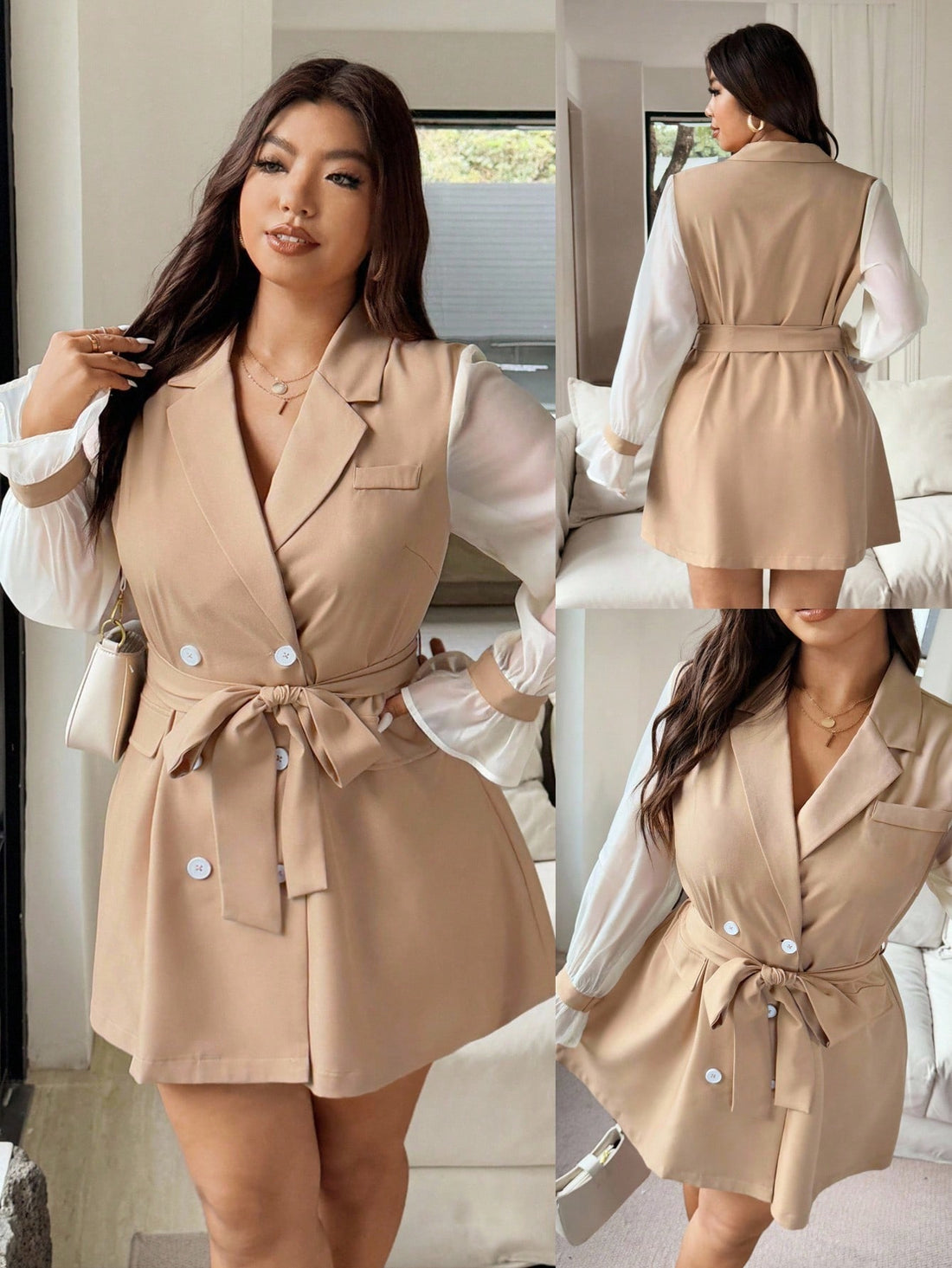 Step into effortless chic with this Plus Size French Style Color Block Suit Dress! Designed for spring and autumn, its bold color blocking adds a dash of Parisian flair, while the button waist decor highlights your curves playfully. Perfect for days when you want to feel confident and comfortable, this dress combines style and ease for a look that’s sure to turn heads.