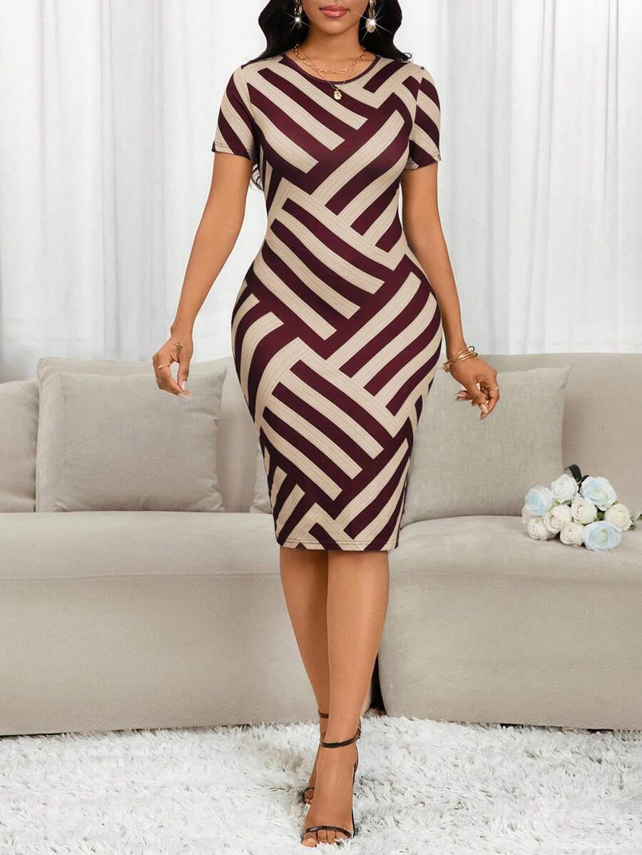 Step into summer with confidence and style in this Plus Size Geometric Printed Mid-Length Dress. Perfectly balancing business savvy and casual charm, its fun geometric patterns bring a playful twist to your wardrobe. The mid-length cut offers comfortable movement while keeping things polished, making it your go-to for both office meetings and weekend brunches. Embrace vibrant vibes and effortless elegance all season long!