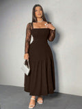 Step out in style with this Plus Size Lace Sleeve Wide A-Line Jumpsuit Dress, designed to flatter every curve with a minimalist yet sexy vibe. The delicate lace sleeves add a touch of elegance, while the wide A-line cut ensures comfort and movement. Perfect for any occasion, this jumpsuit effortlessly blends sophistication with playful charm, making it your go-to outfit for turning heads and feeling fabulous.