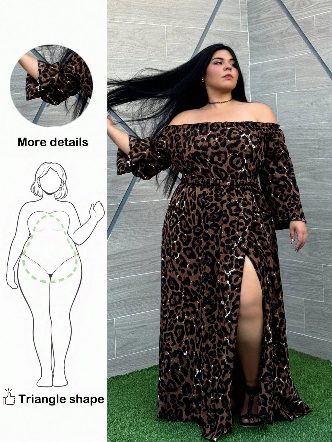Embrace your curves with this fabulous leopard print A-line dress, designed to celebrate pear-shaped figures with flattering proportions. The tie-front detail cinches at the waist while the flowing skirt skims over hips, and the playful ruffle hem adds movement and personality. Perfect for beach getaways, autumn strolls, or cozy winter gatherings, this bohemian beauty transitions seamlessly through seasons. The plus-size cut ensures comfort without compromise, giving you room to move and groove in style. Wh