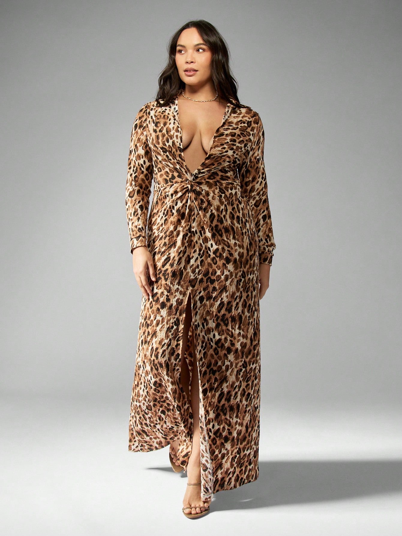 plus size leopard maxi dress Print with Twist Front & Plunge Neckline for Fall & Winter Events Buy Women's Dresses Wedding on_msl_june2025 5% Elastane Lining Size:5y