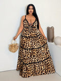 Unleash your wild side with this fabulous plus size leopard print dress! The flirty V-neckline and delicate spaghetti straps create a flattering silhouette, while the eye-catching lace patchwork adds a touch of unexpected glamour. Perfect for turning heads at your next night out or adding some fierce fun to your everyday wardrobe!