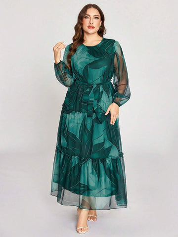 Embrace your curves with confidence in this stunning plus-size dress that's equal parts chic and comfy! Featuring delicate floral prints dancing across breathable mesh fabric, this long-sleeve beauty channels timeless Arabic-inspired elegance with a modern twist. The flowing silhouette flatters every figure while the intricate design details make you feel like the main character wherever you go. Perfect for date nights, celebrations, or whenever you want to turn heads without trying too hard. Slip it on and