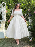 Get ready to slay your summer vacation wardrobe with our Plus Size Off-Shoulder Puff Sleeve White Cotton Dress! This dress is perfect for all your summer adventures, with its breathable fabric and playful puff sleeves. Stand out in style and comfort all season long.