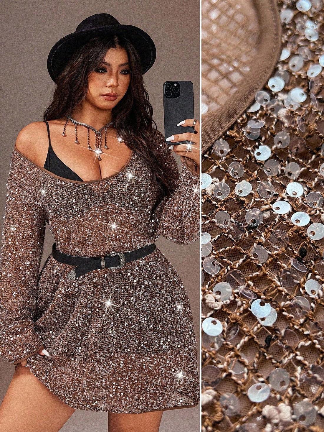 Ring in the season with confidence in this stunning plus-size bodycon mini dress. Crafted from luxurious shiny polyester, this sleek black number hugs your curves in all the right ways. Perfect for New Year's celebrations, music festivals, or any party that calls for bold style, the long sleeves offer coverage while the fitted silhouette keeps things undeniably sexy. Whether you're dancing through autumn nights or turning heads at winter events, this fashionable piece delivers the glamour and comfort you de