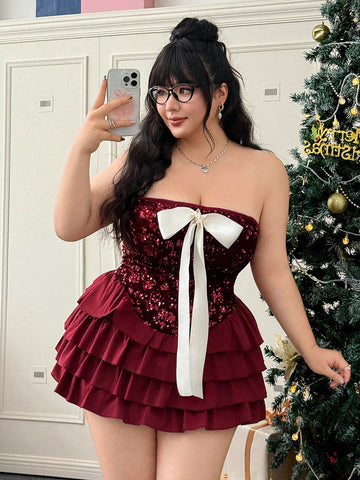 Celebrate the season in style with this stunning plus-size red strapless dress! Perfect for holiday parties, festive gatherings, and winter events, this show-stopping piece features a flattering silhouette that hugs your curves beautifully. The classic red hue radiates holiday cheer, while the elegant strapless neckline adds a touch of sophistication and glamour. Whether you're dancing at a Christmas bash or sipping cocktails at a winter soirée, this dress delivers confidence and festive flair. Comfortable 