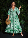 Step into sunshine and style with this Plus Size Retro Print Sundress, designed to brighten your vacation and beach days. Its playful vintage pattern and flattering cut celebrate your curves while keeping you cool and comfortable. Whether you're strolling along the shore or sipping cocktails poolside, this sundress brings effortless charm and fun to your warm-weather wardrobe.