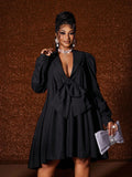 Turn heads this fall with our Plus Size Sexy Bow Decor Dress. Designed to flatter your curves, this elegant piece features a playful bow detail for a touch of charm. Perfect for cozy gatherings or stylish nights out, it blends comfort and sophistication effortlessly. Celebrate your style with a dress that’s as confident and vibrant as you are!