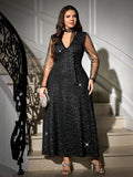 Elevate your seasonal wardrobe with this sophisticated plus-size midi dress, designed for those who appreciate refined elegance. The lustrous shiny pleats create dynamic movement and visual interest, while the form-fitting bodycon silhouette flatters your curves with confidence. Long sleeves provide warmth and coverage perfect for autumn and winter gatherings, from holiday celebrations to upscale evening events. The timeless black hue pairs effortlessly with statement accessories, making this versatile piec