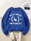 Unleash your inner silly goose with our Plus Size Silly Goose University Fleece Sweatshirt! Stay warm and cozy this autumn and winter with its fleece material, while adding a touch of casual style to your wardrobe. Perfect for any occasion, this sweatshirt will make you feel confident and comfortable.