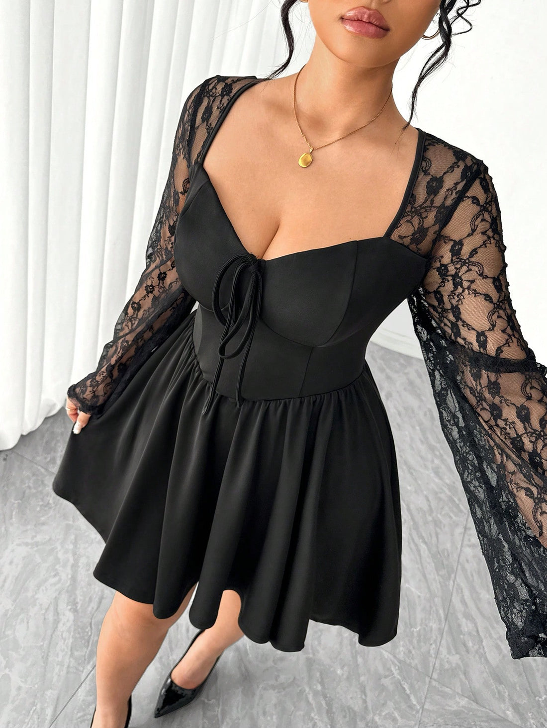 Embrace your curves in this charming plus-size dress that's equal parts comfort and chic! The sweetheart neckline flatters beautifully while flare sleeves add a playful, feminine touch. A tie waist cinches at just the right spot, creating a gorgeous silhouette without any fuss. Available in versatile solid colors, this dress transitions effortlessly from casual outings to weekend adventures. Perfect for anyone who wants to look put-together without overthinking it—just slip it on and feel fabulous!