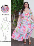 Embrace spring in style with this charming plus-size maxi dress, designed with pear-shaped figures in mind. The multicolor plaid pattern brings cheerful energy to your wardrobe, while the square neckline flatters your frame beautifully. Fluttery ruffle sleeves add a touch of whimsy and movement, and the flowing maxi length skims gracefully over curves. Perfect for garden parties, casual outings, or whenever you want to feel fabulous and comfortable. This dress celebrates your shape while keeping you cool an