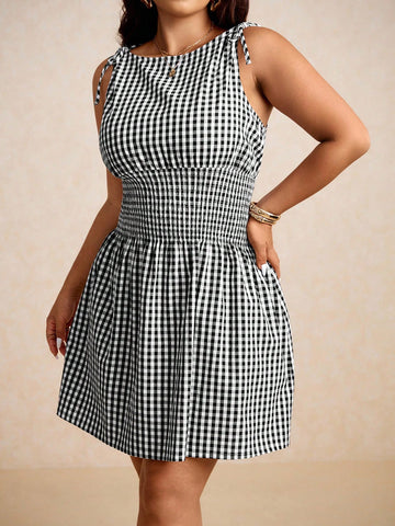 Step into sunny days with this Plus Size Summer Casual Gingham Midi Dress! Featuring a flattering waist strap, it effortlessly blends comfort and style, making it your go-to for both business meetings and casual outings. The lively gingham pattern adds a cheerful touch, while the midi length keeps it breezy and chic. Dress it up or down—this dress makes every day feel like a stylish adventure.