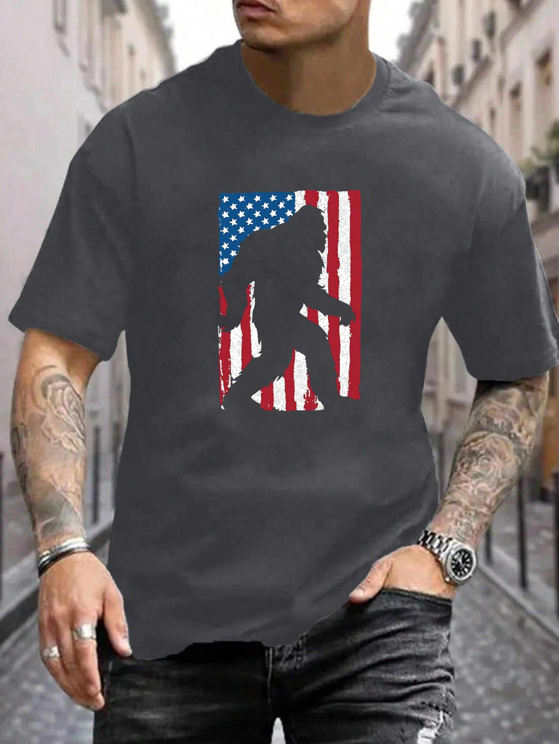 Celebrate summer in style with this playful plus size casual T-shirt for men. Featuring a bold American flag paired with a fun ape print, it adds a quirky twist to your everyday look. Made for comfort and breathability, it’s perfect for sunny days, barbecues, or just hanging out with friends. Embrace your unique vibe and stand out with this eye-catching tee!