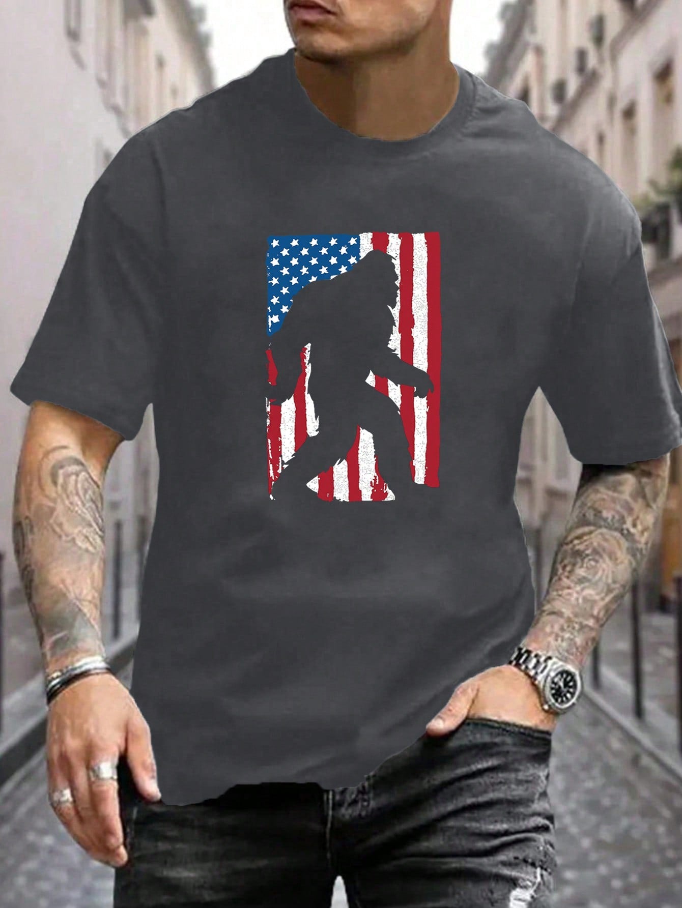 Celebrate summer in style with this playful plus size casual T-shirt for men. Featuring a bold American flag paired with a fun ape print, it adds a quirky twist to your everyday look. Made for comfort and breathability, it’s perfect for sunny days, barbecues, or just hanging out with friends. Embrace your unique vibe and stand out with this eye-catching tee!