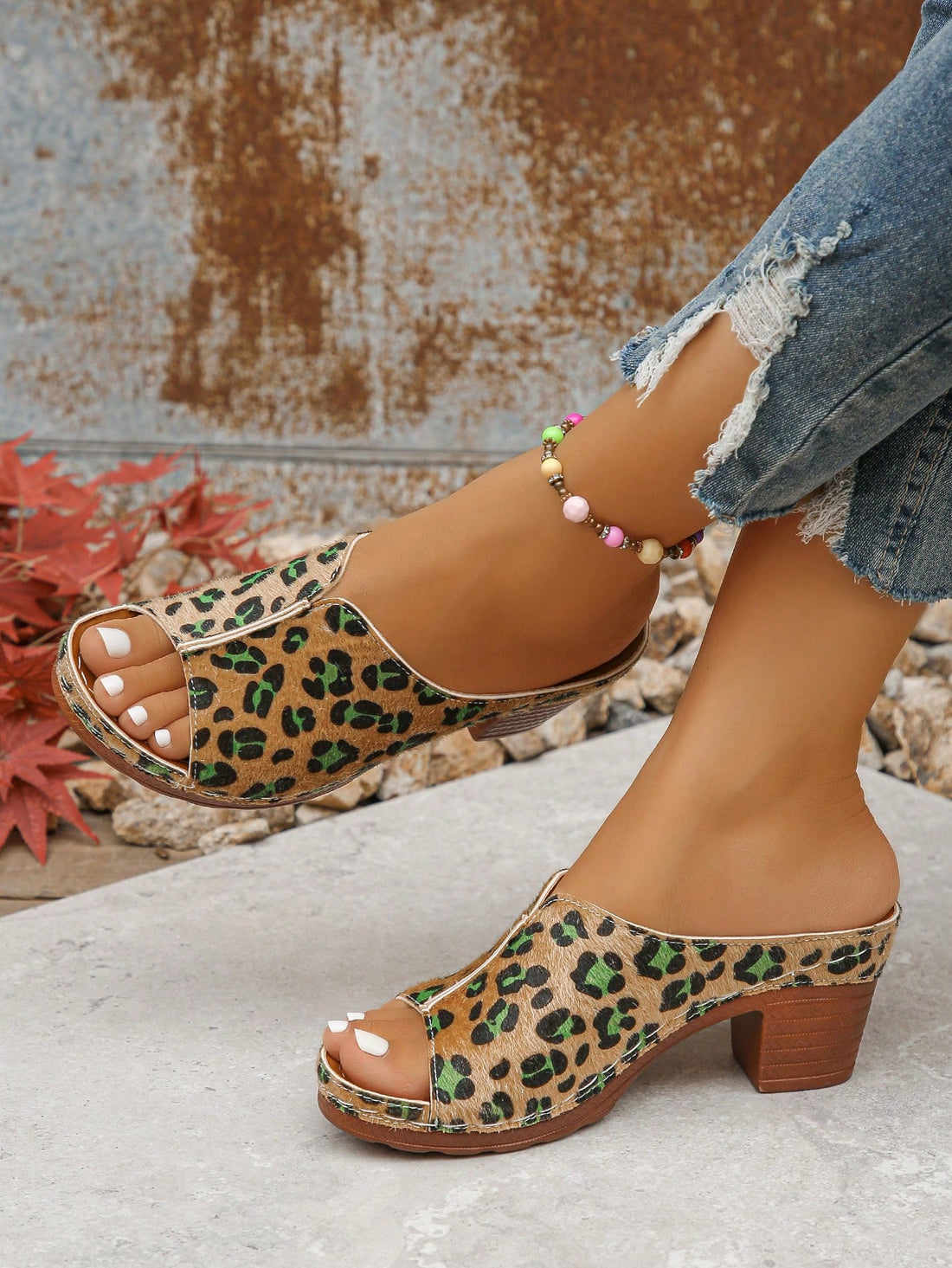 Introducing our Plus Size Summer Fashion Leopard Heel Sandals - the perfect combination of style and comfort! Featuring a sleek leopard print design and a comfortable, slip-on style, these sandals are perfect for all-day wear. Discover effortless style with these must-have sandals.