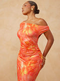 Embrace sunny days in style with this playful plus size off-shoulder maxi dress. Featuring a charming pink floral print, it’s perfect for vacation vibes and warm weather adventures. The off-shoulder design adds a flirty touch, while the flowing maxi length ensures comfort and effortless movement. Celebrate your curves and let your carefree spirit shine!