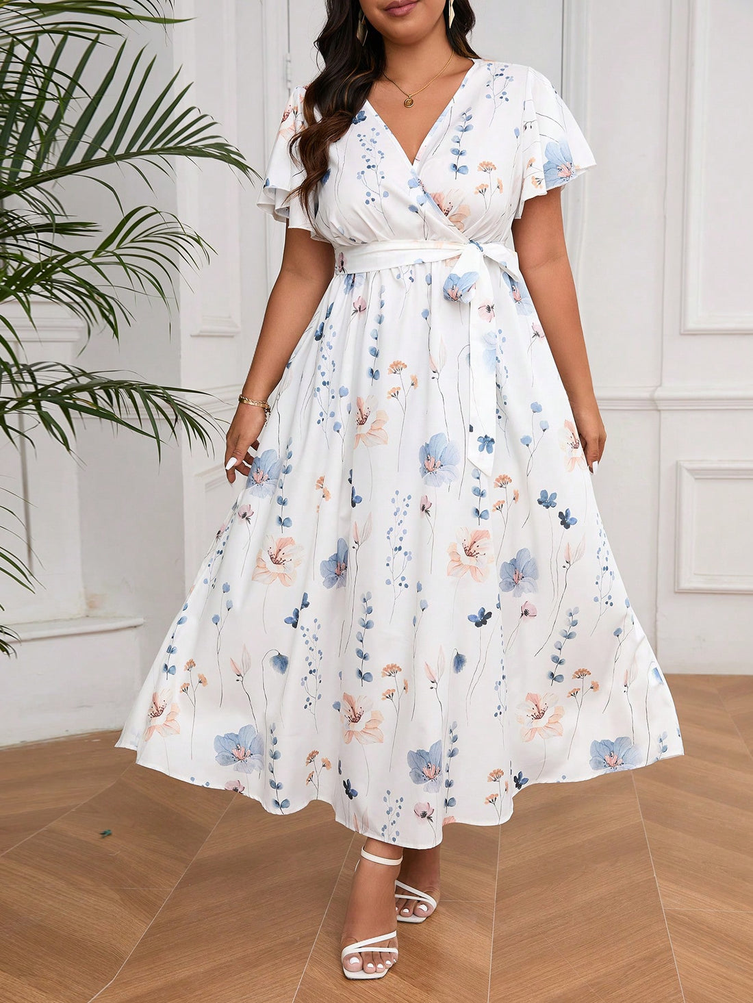 Step into sunshine and style with this Plus Size Summer V-Neck Floral Jumpsuit Dress! Its breezy fabric and playful split hem keep you cool and flirty, while the vibrant floral print adds a splash of vacation vibes. Perfect for beach days or casual outings, this jumpsuit effortlessly combines comfort with a fun, flattering fit you'll love showing off.