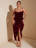Step into summer with this plus size velvet dress designed to turn heads at any party or festival. Its soft velvet fabric feels luxurious against your skin, while the delicate spaghetti straps add a flirty touch. Perfectly combining comfort and elegance, this dress lets you dance the night away with confidence and style. Embrace your curves and celebrate every moment in this playful, chic summer essential.