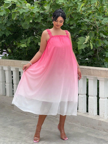 Embrace sunny days in the Plus Size Sweet Ombre Lace Trim Cami Dress, featuring a charming ombre fade and delicate lace accents. Its wide straps offer comfy support while keeping your shoulders cool. Perfect for summer fun, this sleeveless dress combines a flirty vibe with effortless style to brighten up any warm-weather outing.