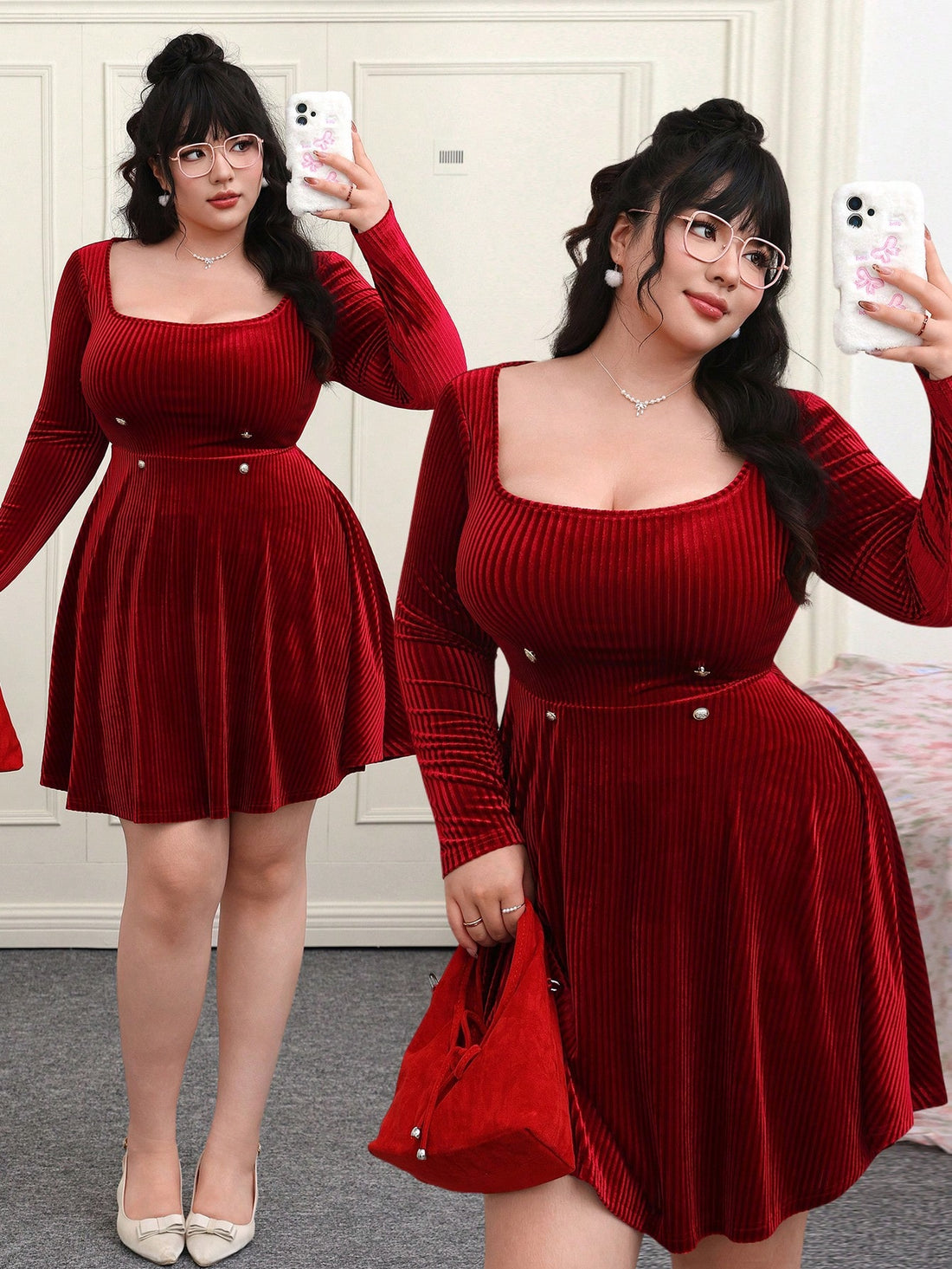 Elevate your party wardrobe with this fabulous plus-size striped A-line dress! The flattering V-neckline and graceful silhouette create a stunning silhouette perfect for autumn and winter celebrations. Classic stripes add visual interest while the A-line cut provides comfortable movement and confidence. Whether you're heading to a banquet or festive gathering, this versatile piece delivers effortless elegance with a touch of fun. Dress it up with heels and statement jewelry for an unforgettable entrance!