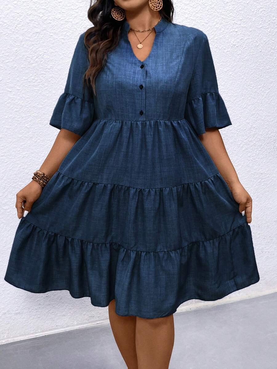 Escape to comfort and style with this plus-size vacation dress designed for effortless elegance. The notch neckline adds a modern touch while the relaxed silhouette flatters every figure. Perfect for beach days, casual dinners, or exploring new destinations, this dress transitions seamlessly from day to night. Lightweight fabric keeps you cool and comfortable in warm weather, while the timeless cut ensures you'll reach for it again and again. Pack light, look polished, feel confident.