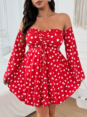 Celebrate the day of love in style with our Plus Size Valentine's Day Midi Dress! Featuring a charming heart print and playful ruffle hem, this dress is sure to make you stand out. With its comfortable fit and flattering silhouette, you'll feel confident and beautiful all day long. Show off your love for fashion and fun with this must-have dress.