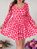 Get ready to turn heads this Valentine's Day with our Plus Size Velvet Heart Dress! Designed with elegant floral polka dots and cupid graphics, this dress is perfect for a romantic evening out. Show off your unique style and impress your date with this quirky and playful outfit choice. (Single and ready to mingle? This dress will definitely catch someone's eye!)