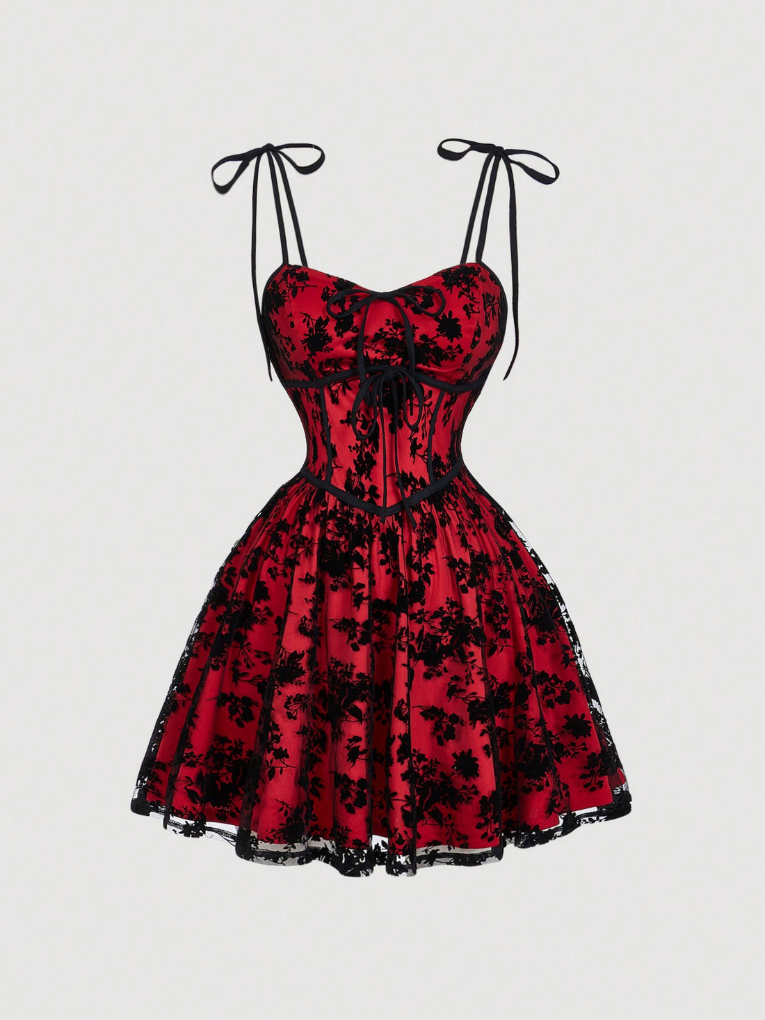 Step into summer with this playful plus size vintage-inspired black mesh mini dress. Delicate embroidered details and a charming bow at the cami neckline add a flirty touch, while the A-line silhouette ensures a comfortable, flattering fit. Perfect for sunny days and stylish nights, this dress brings effortless fun to your warm-weather wardrobe.