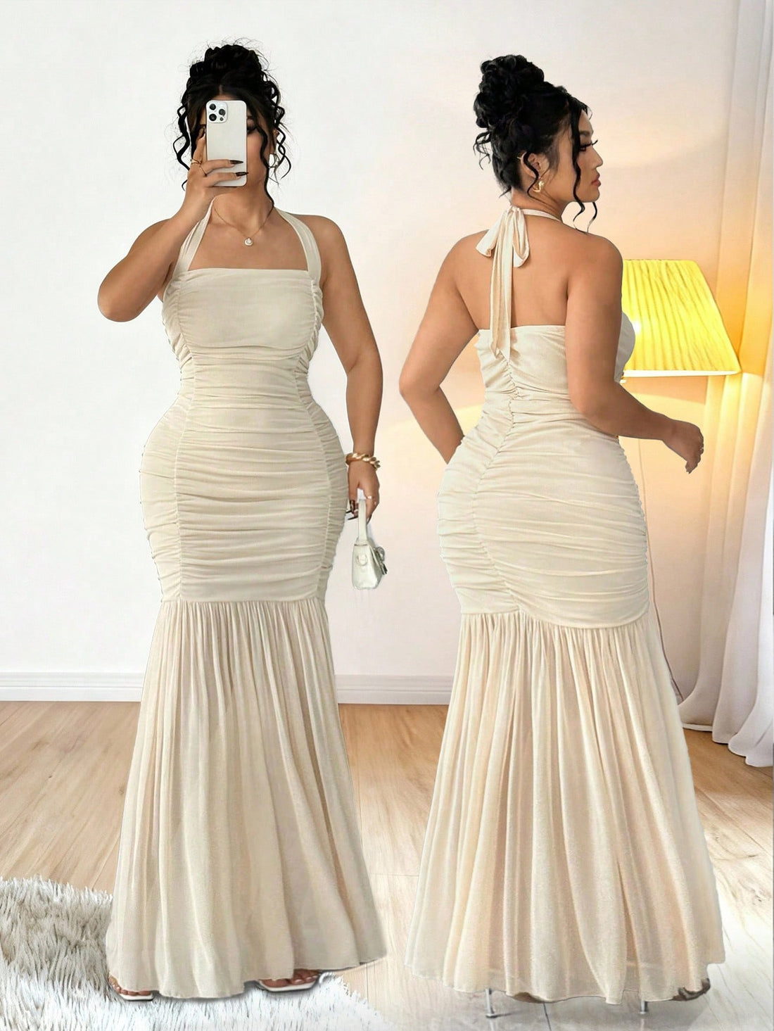 Embrace timeless elegance with this plus-size knitted maxi dress, inspired by classic French sophistication. The bodycon silhouette flatters your curves while the luxurious knit fabric keeps you cozy through autumn and winter festivities. Perfect for holiday parties, date nights, or any celebration calling for effortless chic style. Vintage-inspired details meet modern comfort in one show-stopping piece that transitions seamlessly from season to season.